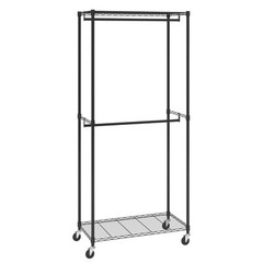VEVOR Clothes Rack Heavy Duty Clothing Garment Rack Double Hanging Rods 300 lbs