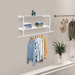 Clothes Display Rack Shelves 2-tier Wall Mounted Garment Rack 42.2*16.5 in 30kg