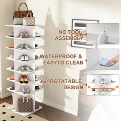 7 Tier Rotating Shoe Rack Tower 360° Spinning Shoe Square Display Carousel