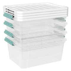 Idotry 35 Qt Stackable Latching Box Plastic Storage Container w/ Lid, 4/6Packs