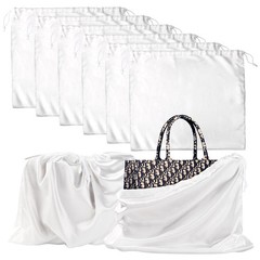 6 Pack 19.6×15.7″ Purse Dust Bags Storage Drawstring Silk Handbag Shoes White