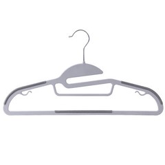 50 Pack Slim Thin Coat Shirt Plastic Hanger with Rubber Grip Swivel Hook Grey