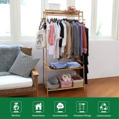 Wooden Clothes Rail Rack Garment Dress Hanging Display Stand Shoe Rack Storage