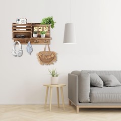 Eryvik Key Holder Wall Mount | Solid Wood Organizer | 8 Hooks