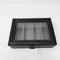 Black Pebbled Faux Leather Storage Box Sunglasses Eyeglass Jewelry Suede Lined