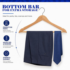 30 Pack Quality Wooden Hangers with Rotatable Hook for Coat Jacket | Space Savin