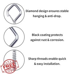 Tuakoie 46 pack ceiling hooks 2.36IN silver screw in