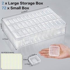 FODIENS Bead Organizer Box, 72 Pcs Mini Clear Bead Storage with Hinged Lid an…