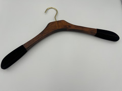 Tom Ford Wooden Luxury Shirt Hanger Walnut Finish Black Velvet Shoulder NEW
