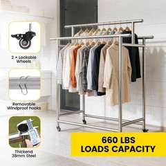 DEGEDUN Heavy Duty Clothes Rack Load 660LBS, Portable& Adjustable Clothes Rac…