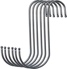S Hooks Hanging Metal Hook (6 Pack) Stainless Steel Large 6 Inch with Round Stop