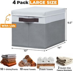 Large Closet Storage Baskets 4 Pack with Lids for Shelves