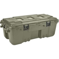 Plano 27-Gal Storage Trunk Plastic Box with Hinged Lid Wheels Olive Drab