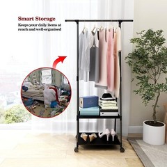 Clothes Rack Small Metal Garment Rack with Shelves for bedroom Rolling clothing