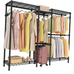 Heavy Duty Garment Rack Clothes Rack,Large Metal 15.75″D x 77.5″W x 77″H Black
