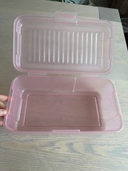 Vintage Rubbermaid Keepers Snap Case Shoe Box Clear Pink &Purple Hinged Lid 2281