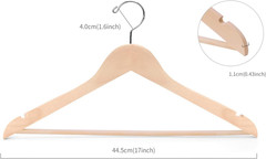 20 Pack Wooden Clothes Hangers Natural Solid Suit Coat Jacket Hangers