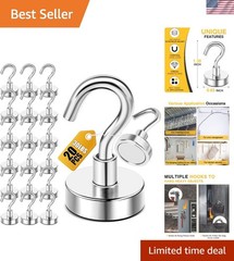 Heavy Duty 20pack Silver Magnetic Hooks 30lbs+