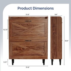 2 Drawers Top Enclosure Barn Door Shoe Cabinet Melamine Board Embossed MDF