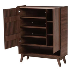 Paricia 37.2 In. W X 45.7 In. H Walnut Brown Shoe Storage Cabinet