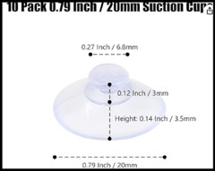 10 Pack 20mm Suction Cups for Glass Table Tops, Rubber Transparent Sucker Pads