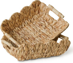 Natural Woven Wicker Baskets for Storage & Organizing – 2 Pack