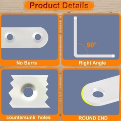10PCS White L Bracket Corner Braces – 3.15×3.15×0.8 inch Heavy Duty Stainless…