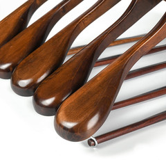 Luxury Wide Shoulder Wooden Hangers 6 Pack, with Locking Bar, Smooth Retro