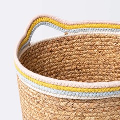Natural Woven Round Storage Bin with Coiled Rope Handle – Cloud Island