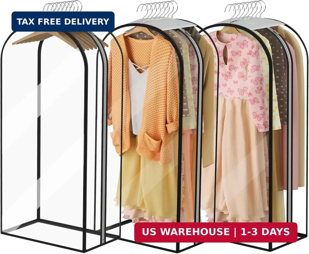 Garment Bags for Hanging Clothes 40″ Long,Ultra Clear Suit Bags for Closet Stora