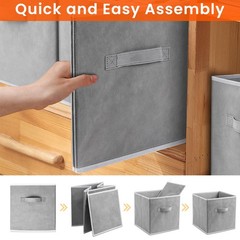 Storage Cubes – 11 Inch Heavy Duty Fabric Medium -11 inches, Grey