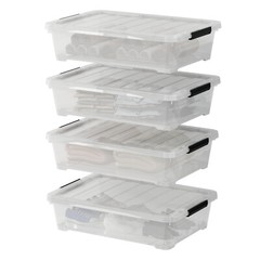 25 Quart Underbed Storage Box with Lid & Wheels, Plastic Storage Bins, 3/4-Packs