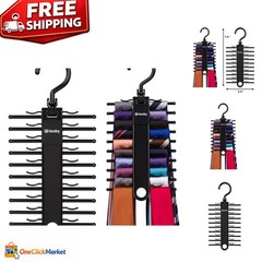 Deluxe 2-Pack Tie Holder – Securely Holds 20 Ties in Glossy Black Plastic