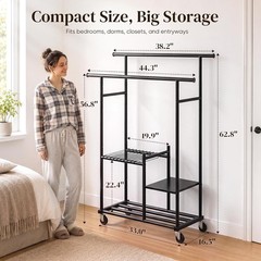 HOKEEPER Heavy Duty Clothes Rack 400 lbs Capacity, Rolling Garment Rack Black