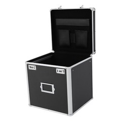 Vinyl Record Storage Case Aluminium Waterproof Holds 50 LPs, 12″ Sleeves Black
