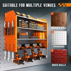 Garage Tool Organizer with 4 Tier,Drill Holder Wall Mount,Heavy Duty Rack with H