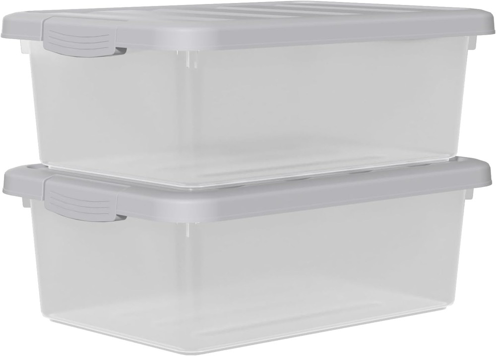 Clear Stackable Storage Bins with Lids, 14 Quart, 2-Pack for Home & Classroom