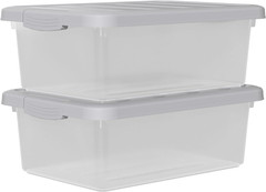 Clear Stackable Storage Bins with Lids, 14 Quart, 2-Pack for Home & Classroom