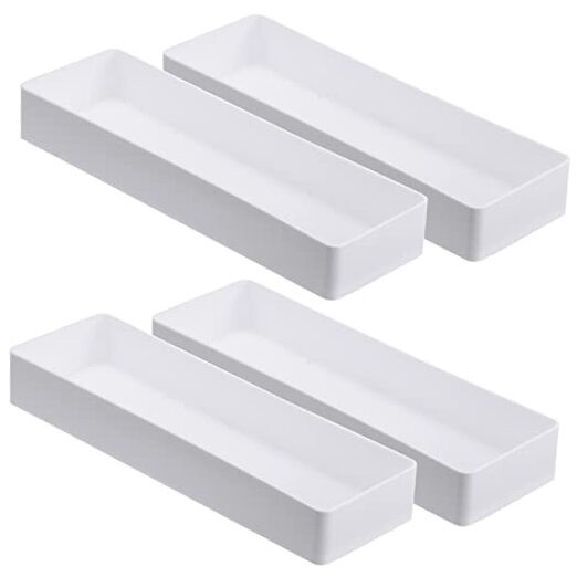 4 Pack Plastic Drawer Organizer 9.5 x 3 x 1.4 Inch Tabletop Organizer Tray