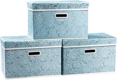 Large Collapsible Storage Bin with Lid 17.7″, Fabric Cube Organizer
