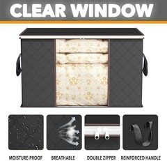 6 Pack 90L Clothing Storage Bags, Heavy Duty Closet & Moving Storage Black