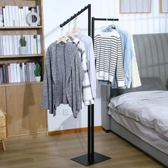 NEW 2 Way Clothing Rack Heavy Duty Garment Display Rack Adjustable 48″ to 72″ Bl