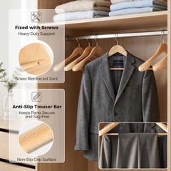 24Pack Wide Shoulder Wooden Hangers Non-Slip Clothes Coat Jacket Hangers Natural