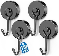 4 Pack 110LBS Magnetic Hooks Heavy Duty Neodymium Magnet Hooks for Hanging, Magn