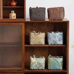 16cm Vintage Chinese Yun Brocade Tea Set Storage Bag Thickened Shockproof Pouch