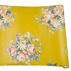 Yifely Vintage Peony Floral Shelving Paper Dark Yellow 9.8″W x 17.7″L,