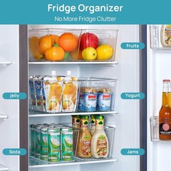 Clear Plastic Storage Bins – 6 Count with Handles for Easy Kitchen Organization