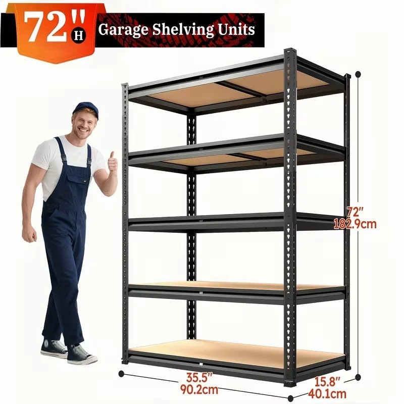 5-Tier Heavy Duty Metal Shelving Storage Adjustable Garage Shelves Utility Rack