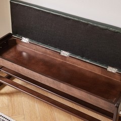 Shoe Storage Bench 39.37″ with Vegan Leather Seat, Lift Top & Shelves, Entryway