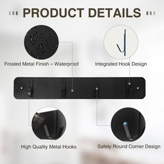 Traditional Wall Mounted Hook Rack with 4 Hooks, Matte Black Finish, for Entr…